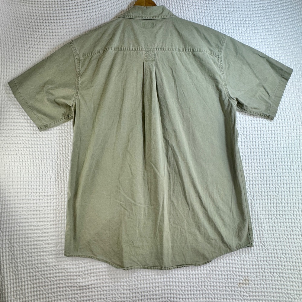 LL Bean Mens Large Tall Short Sleeve Button Down Utility Shirt Sage Green VTG - Picture 7 of 10